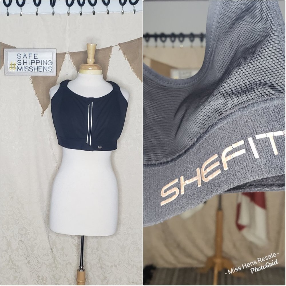 SHEFIT BLACK FRONT ZIP ADJUSTABLE WORKOUT BRA